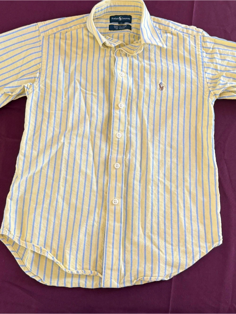 Ralph Lauren Boys Yellow & Blue Stripe Button-Down Shirt size 10